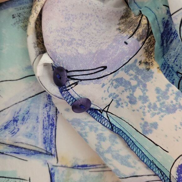 Vintage The Limited Sz XS Abstract Art Print Oversized Silk Blouse Shirt 90s - Picture 5 of 11